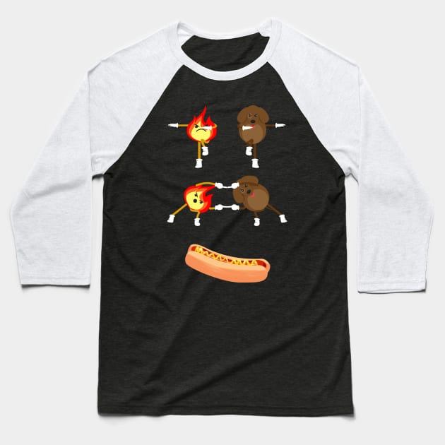 Hot Dog, Grill, Street Food, Fries, Fast food, Fun Baseball T-Shirt by Strohalm